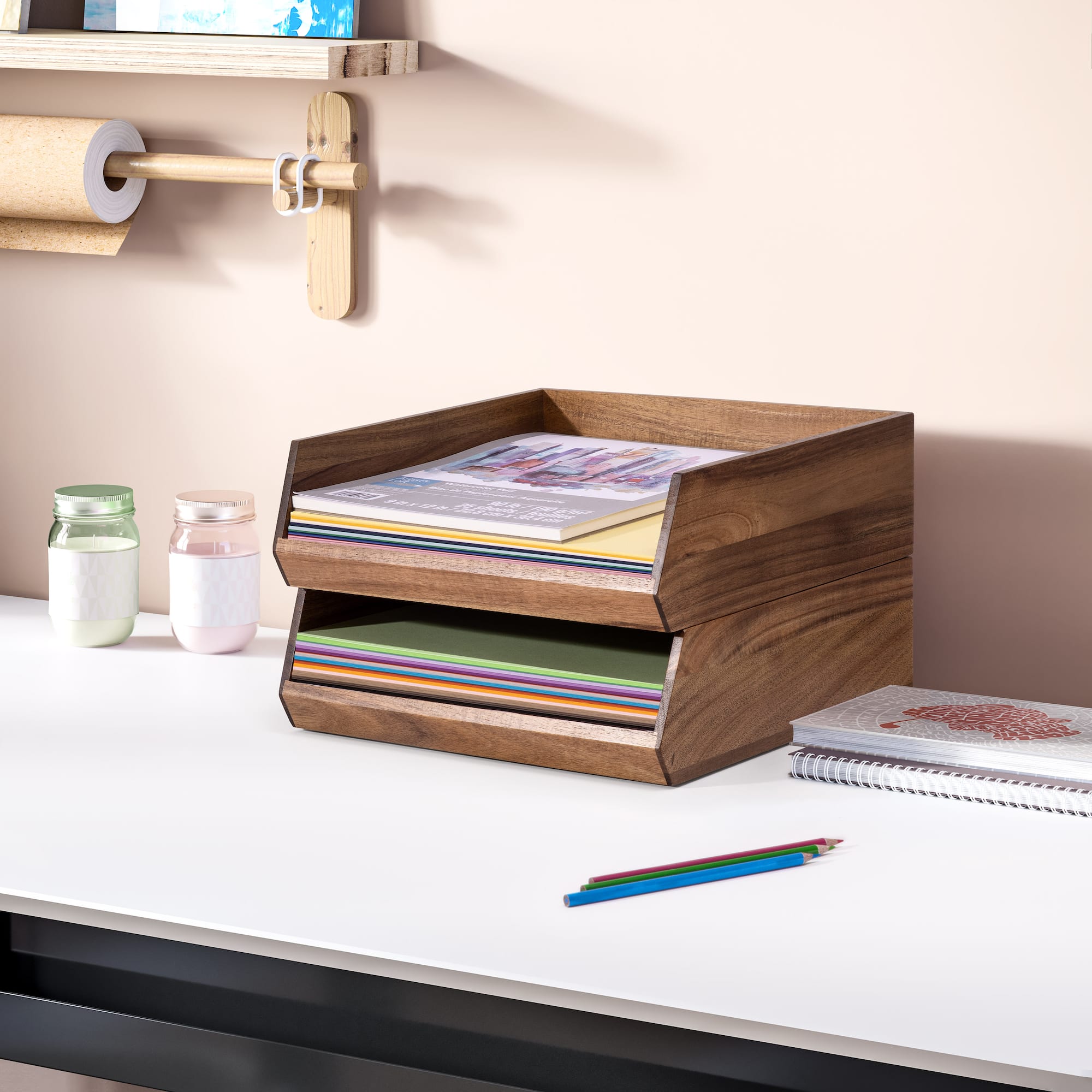 Seville Classics Small Acacia Wood Stacking Tray
